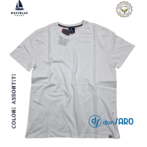 T-Shirt uomo manica corta tinta unita e stampa Navyblue 7704