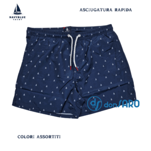 Boxer mare uomo stampa vele asciugatura rapida, Navyblue 889