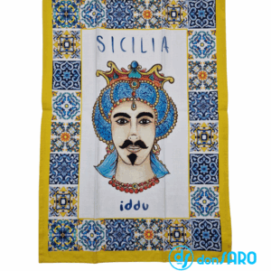 Strofinacci siciliani i mori Iddu e Idda, trinacria, limoni