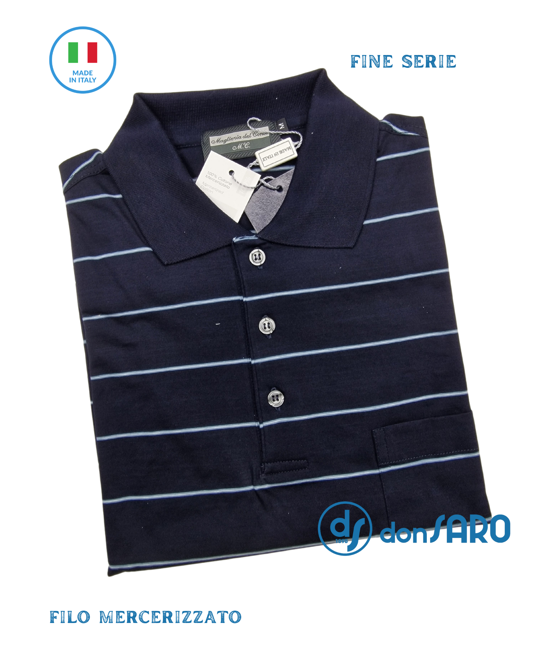 Polo uomo filo mercerizzato con taschino fine serie taglia S, Conte