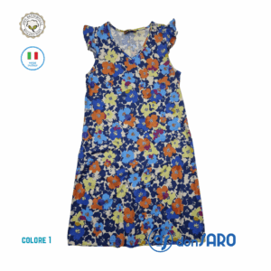 Abitino donna smanicato in cotone con stampa floreale, 0479