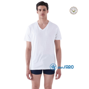 T-shirt uomo collo a V bianca e colorata, Karelpiù COLLOV114