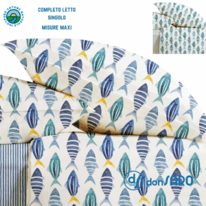 Completo lenzuola singolo maxi puro cotone Sespi