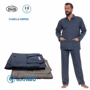 Pigiama uomo flanella tinta unita Made in Italy art. 25412