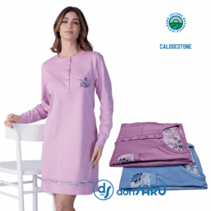 Camicia da Notte Donna Caldo Cotone Collo Serafino Karelpiù 9052