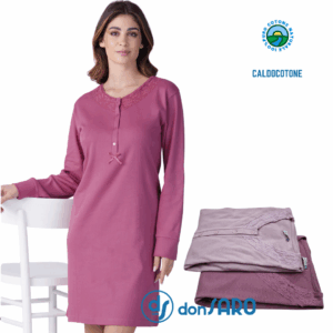 Camicia da Notte Donna Caldo Cotone Ricamo Karelpiù 9045
