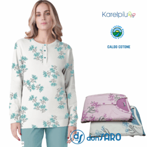 Pigiama donna caldo cotone Karelpiù 9000 floreale elegante