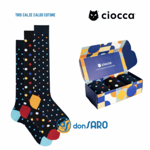Set 3 calze lunghe uomo Ciocca fantasia pois regalo