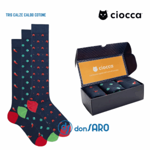 Set 3 calze lunghe uomo Ciocca fantasia fortuna regalo