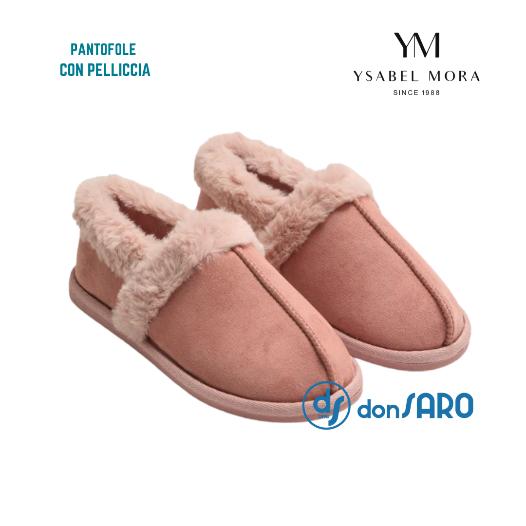 Ciabatte da donna in pelliccia sintetica, pantofole soffici per interni ed esterni, 02 Rosa Marrone Bianco, 39.5 EU