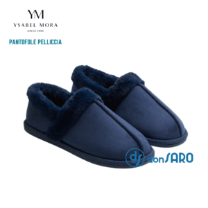 Pantofole uomo chiuse scamosciate con pelliccia Ysabel Mora 24076