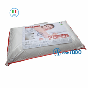 Guanciale memory Sansone Linea Ambro h18 Made in Italy, anallergico e traspirante, in viscoelastico schiumato ad acqua con federa 100% cotone lavabile.