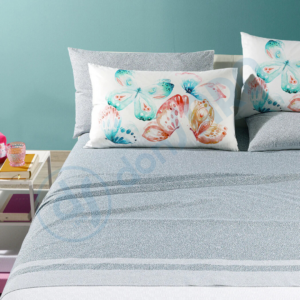 completo lenzuola caleffi farfalle cotone matrimoniale grigio ambientato